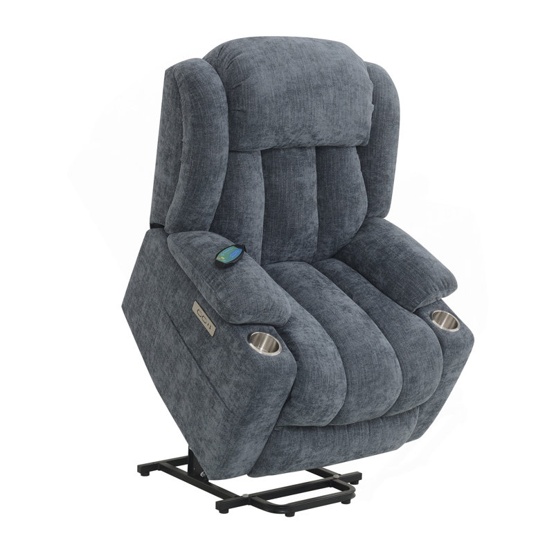 Blue Power Lift Recliner With Heating And Massage