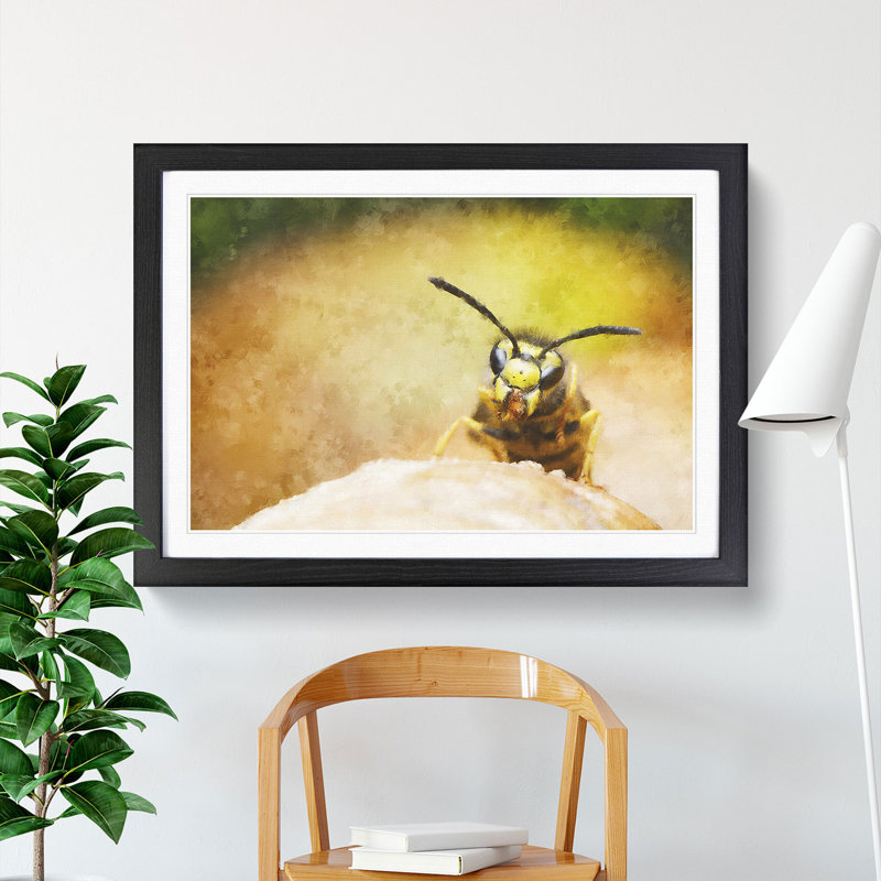 Wasp Painting - Picture Frame Graphic Art, Black, 36cm H x 48cm W x 2cm D