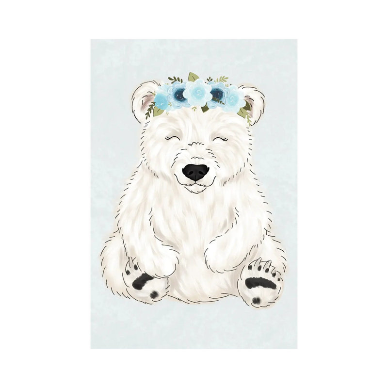Floral Crown Polar Bear by Katie Bryant - Wrapped Canvas Gallery-Wrapped Canvas Giclée, 20.32 cm H x 30.48 cm W