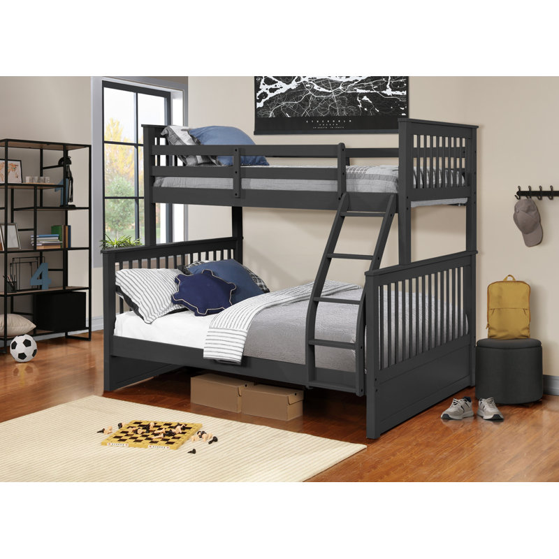 Sofren Kids Twin Over Full Bunk Bed, 	Dark Grey