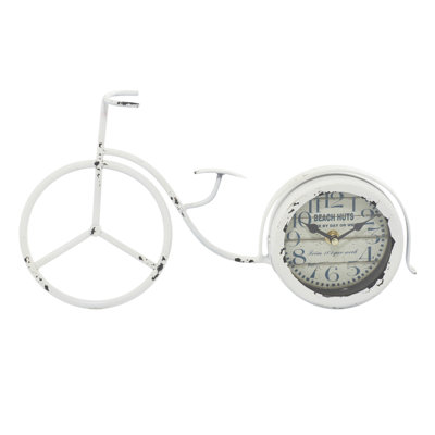 Analog Metal Mechanical Tabletop Clock in White