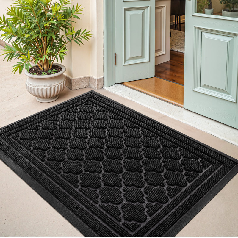 Ingelbert Personalizable Non-Slip Doormat, 47" W x 71" L, Black