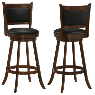 Chestnut & Black Swivel Seating ( Of 2) - Enhancing Socializing In Home Bar With Cushion 2pcs Enhance Your A Classic Look