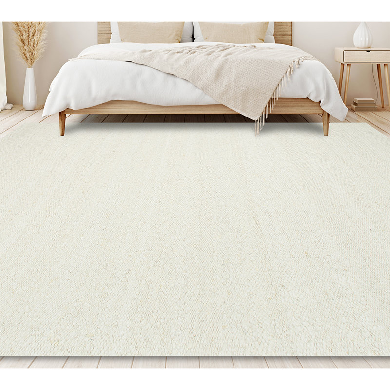 Wool Area Rug in Ivory, Rectangle 6' x 9'
