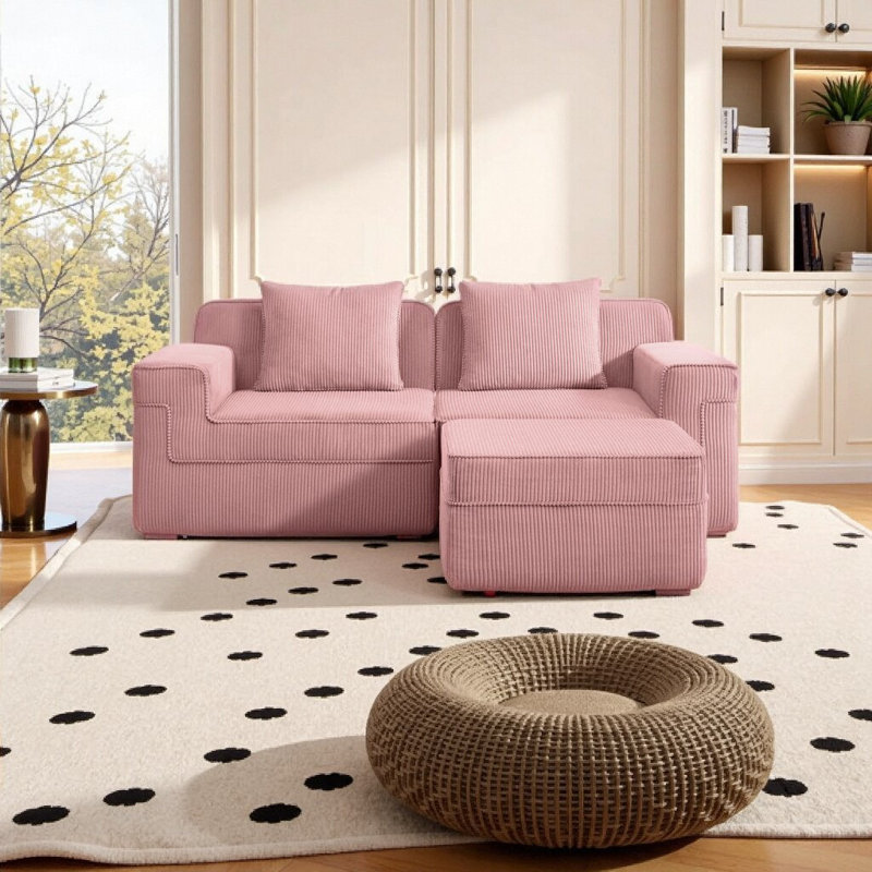 Canapé modulaire avec repose-pieds Cloud-Like, Rose