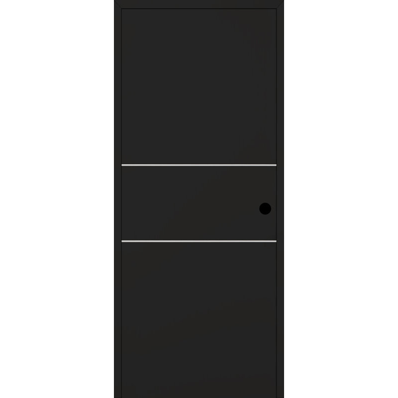 Intérieur en bois manufacturé Optima 2H facile à bricoler comme une porte pré-suspendue, 17,75 po x 79,37 po, Noir mat