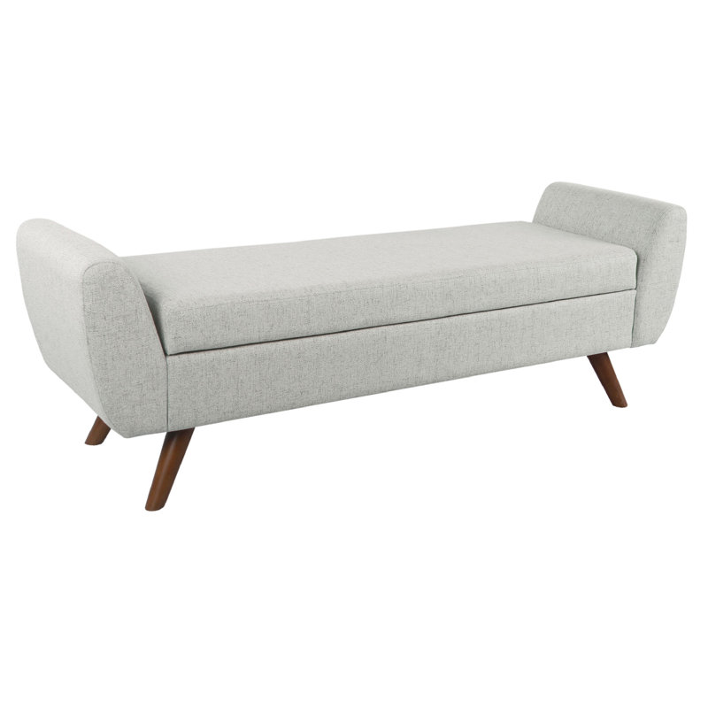 Storage Bench Ottoman With Arms, Woven Fabric, 60 Inch, Gray