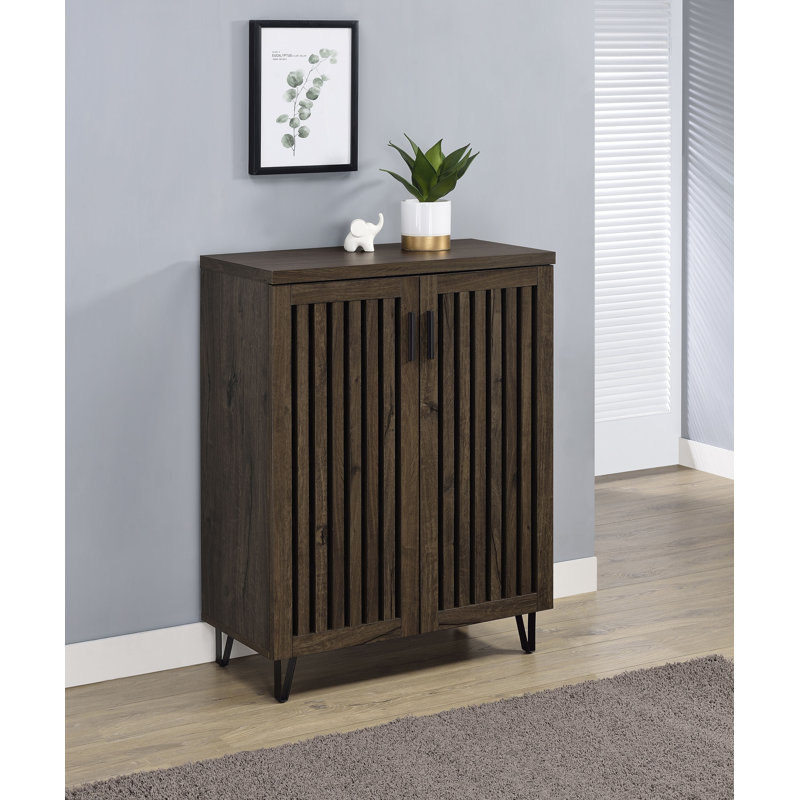 Armoire de rangement pour chaussures 2 portes Brixton Chêne fumé, Brun