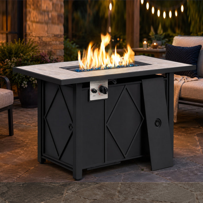 Table de foyer au gaz propane Arreana de 43 po, foyers au gaz de 50 000 BTU avec couvercle extérieur