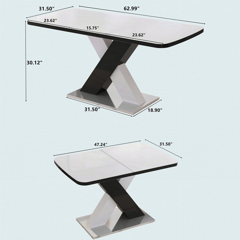 Table de salle à manger Gamiel, Noir / blanc