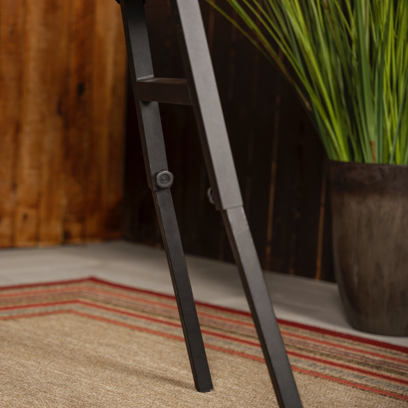 Black Adjustable Steel Griddle Stand with Side Shelf