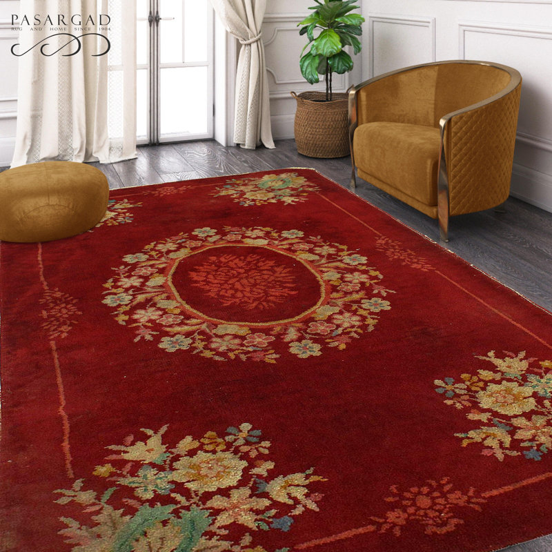 Nanfito Wool Oriental Area Rug in Red