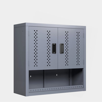 Armoire de garage en métal avec porte, armoire de rangement murale, armoire à outils flottante pour les sous-sols, les cuisines et les entrepôts (gris, H 30,31 po)