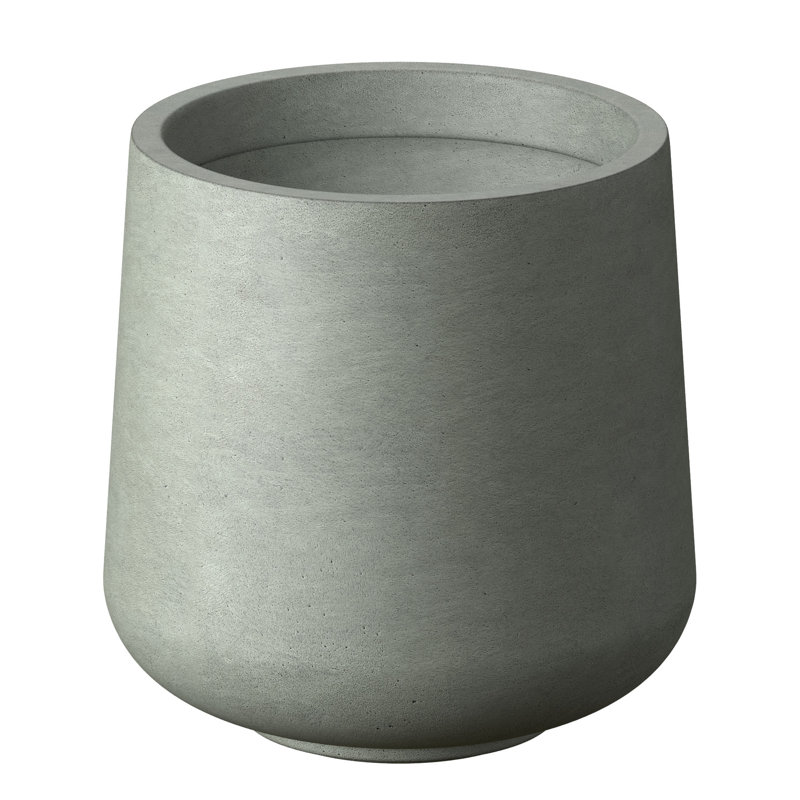 Pot à fleurs / pot rond en béton avec trous de drainage, H 13,50 po x l 12 po x P 12 po, Brun terreux