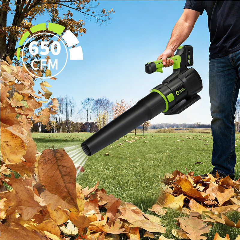Souffleur de feuilles sans fil 20 V avec batterie et chargeur - Léger pour le nettoyage de la pelouse, du patio et du jardin