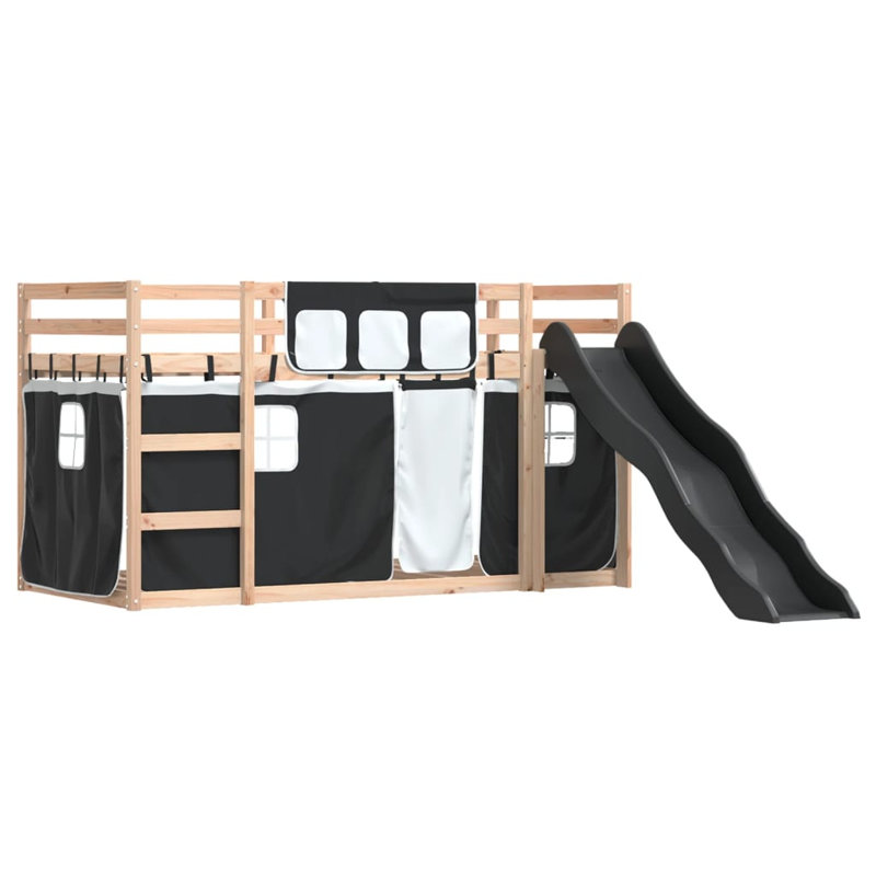 Inness Bunk Bed Themed Beds with Trundle Included, Natural, Single (90 x 190 cm), Black