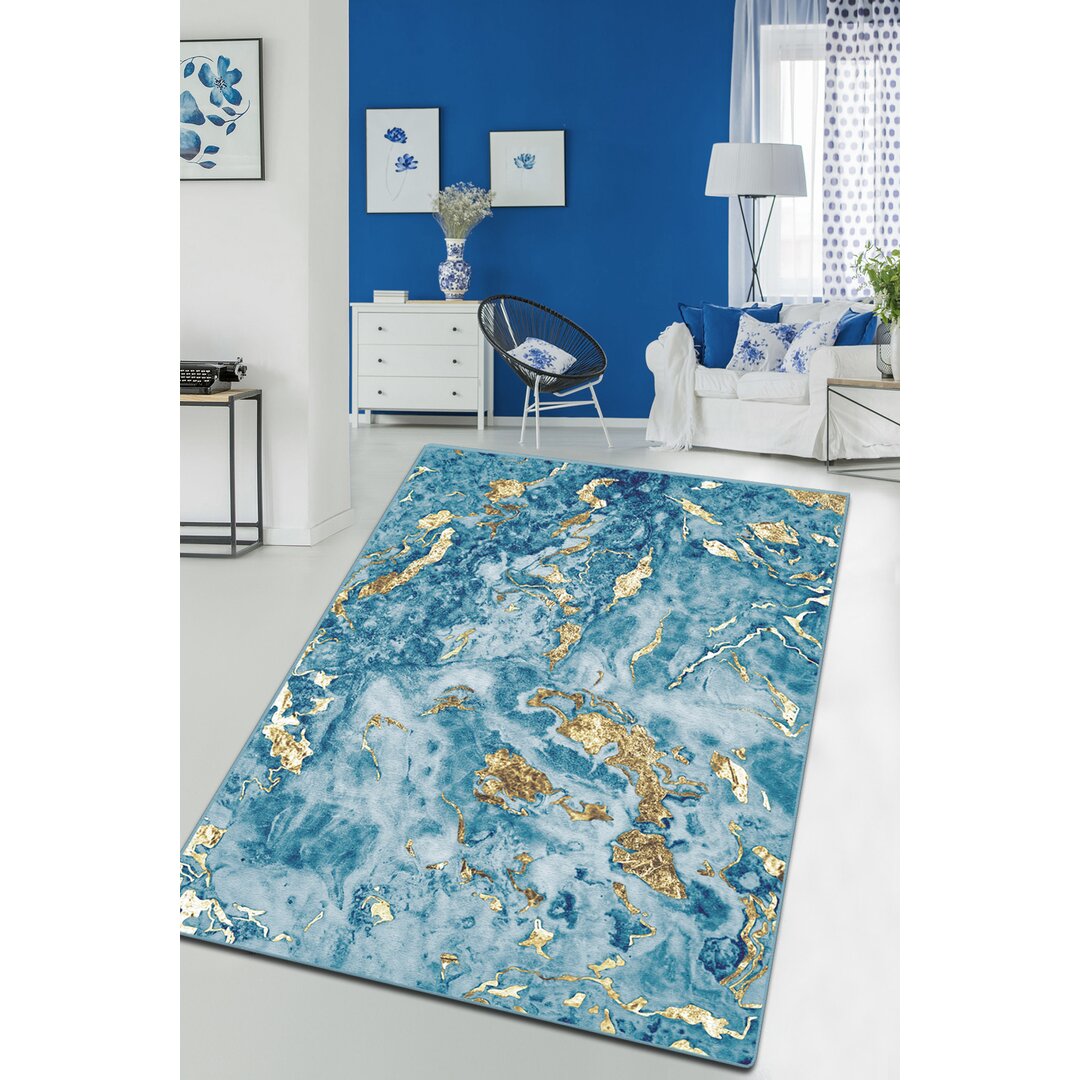 Teppich Tatig in Blau/Gold