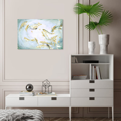 Reproduction d'art sur toile bleu, bleu marine et bleu clair