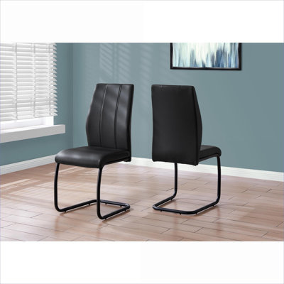 Contemporary Slipper Dining Chairs for Dining Room Kitchen, sleek black faux leather, set of 2 upholstered seating
