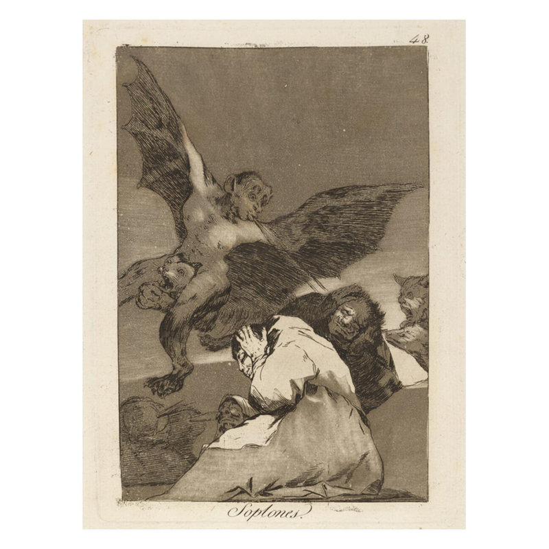 Soplones. (Porteurs de contes - Explosions de vent) par Francisco de Goya - Impression Giclée, H 28 po x l 22 po