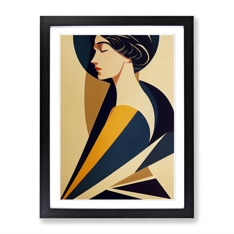 Deco Portrait Woman Vol.3 - Single Picture Frame Print, Black Framed, 34cm H x 25cm W