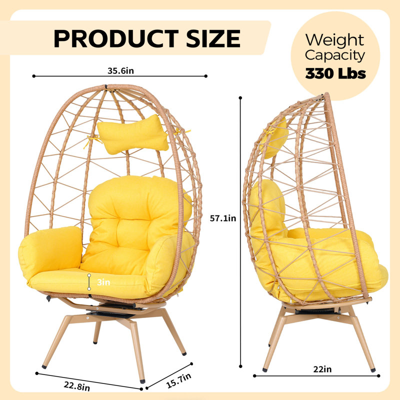 Swivel Patio Lounge Chairs, Steel Rattan Modern Balcony Seating
