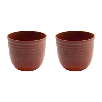8.6" Matera Round Planter Eco-Friendly Cayenne - Set Of 2