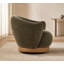 Fauteuil pivotant moderne avec accoudoirs enveloppants évasés, assise profonde rembourrée et base ronde à plusieurs niveaux-133966937