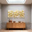 Plantes et fleurs, feuilles de ginkgo doré sur fond crème, ensemble de 3 impressions d'art sur toile-1498800449
