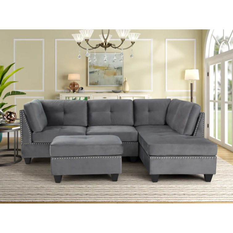 Latitude Run® 5 - Piece Velvet Sectional | Wayfair