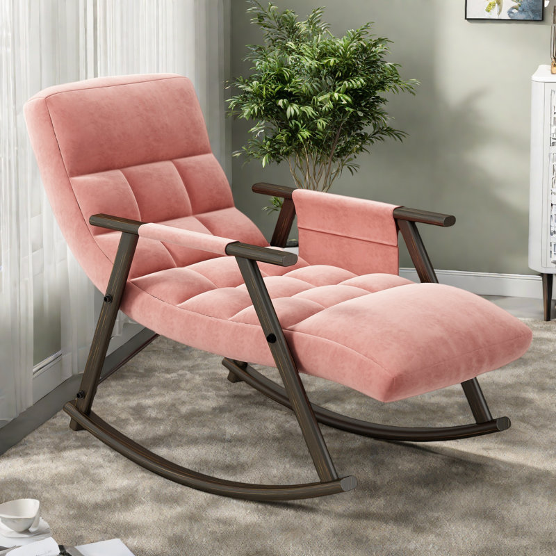 Chaise berçante pliante Casual, Velours rose