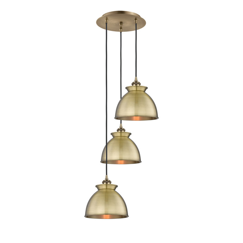 Luminaire suspendu 3 lumières à 3 lumières, Laiton antique, Laiton antique