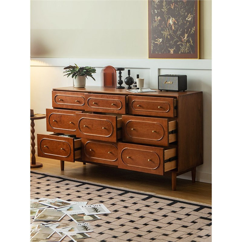 Brass Handle Metal Rail Buffet Table
