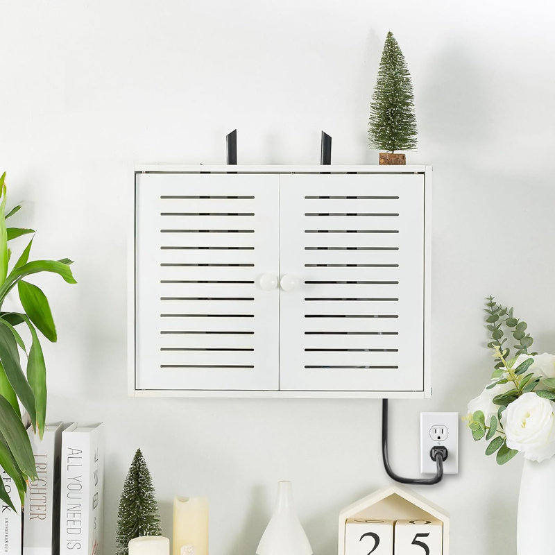 Wifi Storage Box Wall Mount Wifi Router Box Hider Decorative Router Storage Box Modem Wall Mount ,White