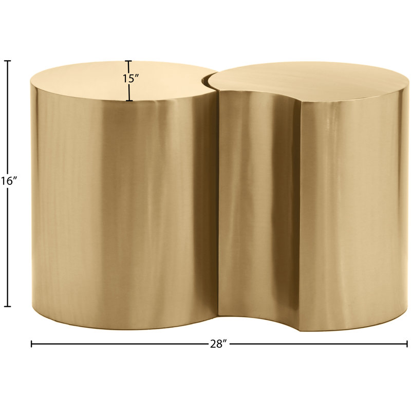 Ismah Iron Top End Table Set, Gold, 16" H x 28" W x 15" D