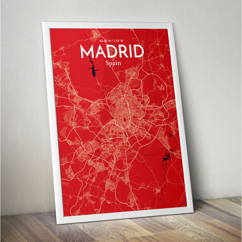 Madrid City Map - No Frame Print, 43.2cm H x 27.9cm W x 0.1cm D