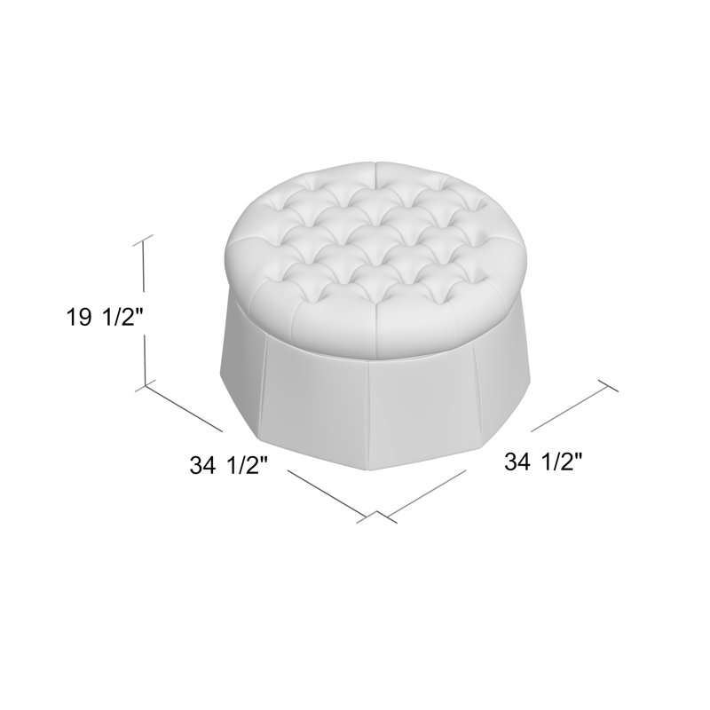 Alma 35" Tufted Round Cocktail Ottoman, Alabaster (3157 73)