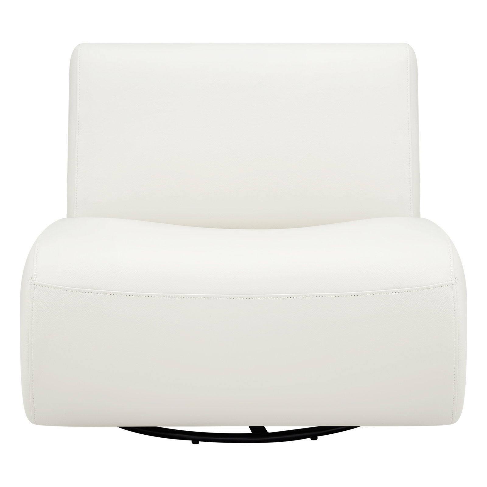 Nita 33'' Swivel Upholstered Accent Chair, Beige Genuine Leather