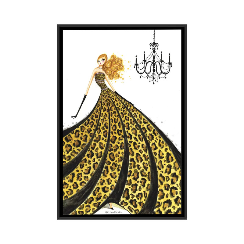 « couture leopard » par bella pilar, reproduction d’art sur toile, H 26 po x l 18 po x P 1,5 po, Toile avec cadre noir