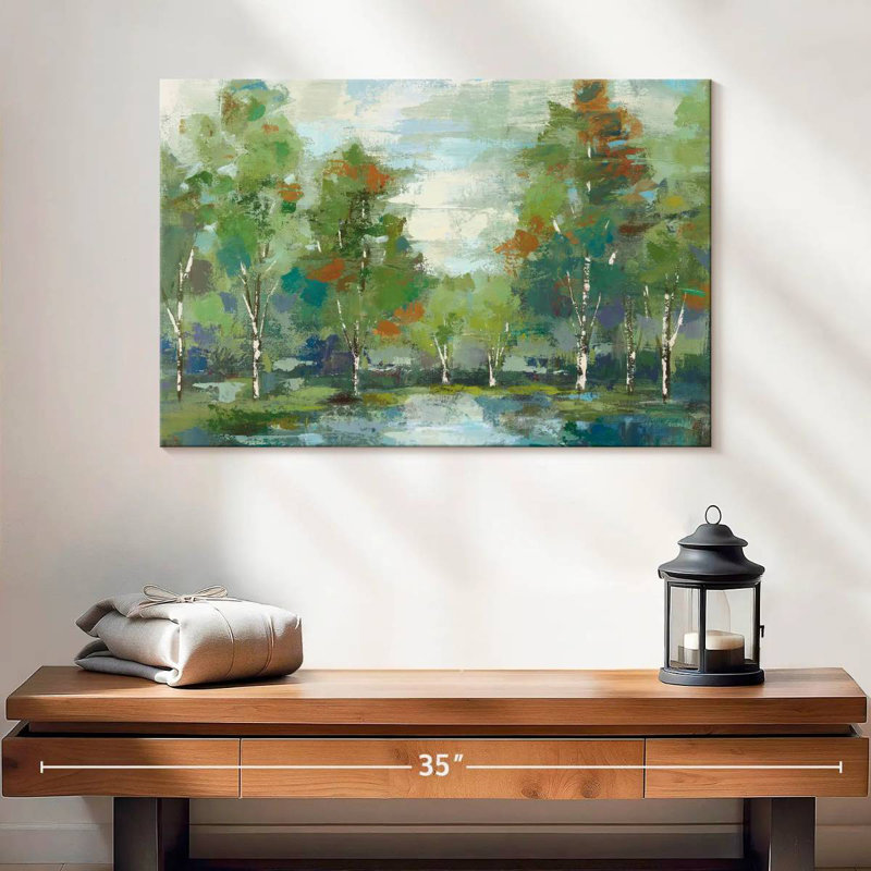 Avery, forêt, aube, turquoise, H 16 po x l 24 po
