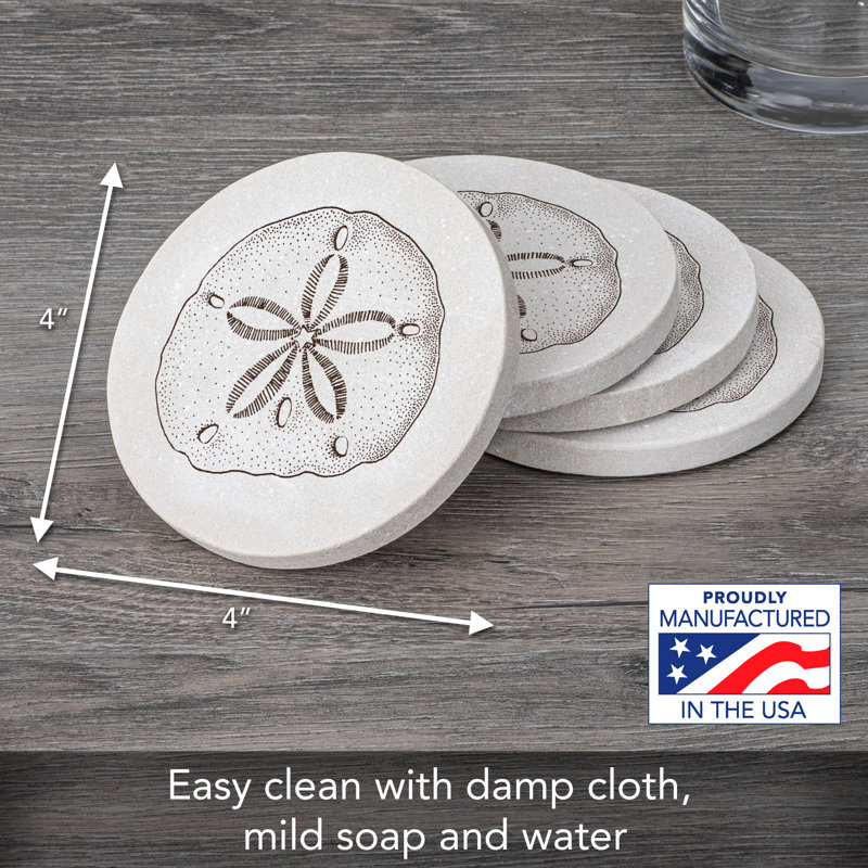 Stoneware Round 4 Piece Coaster Set