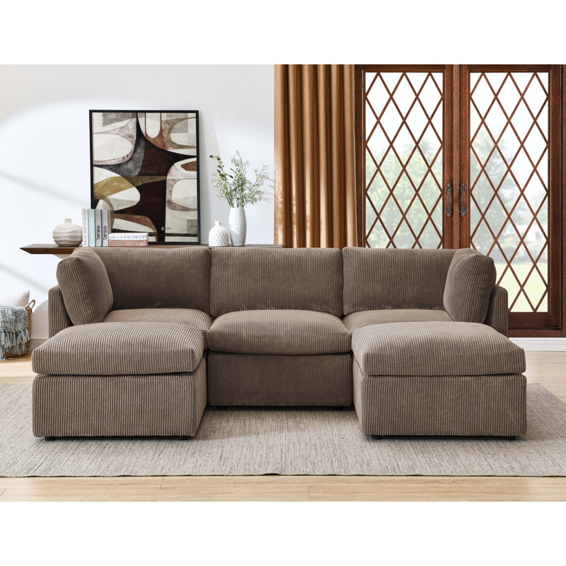 Canapé modulaire Foxbridge, Velours côtelé brun foncé