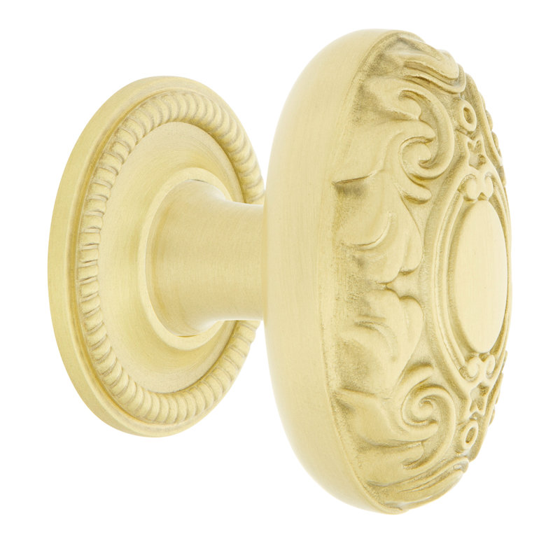 Victorian 1 3/4" Length Oval Knob, Satin Brass