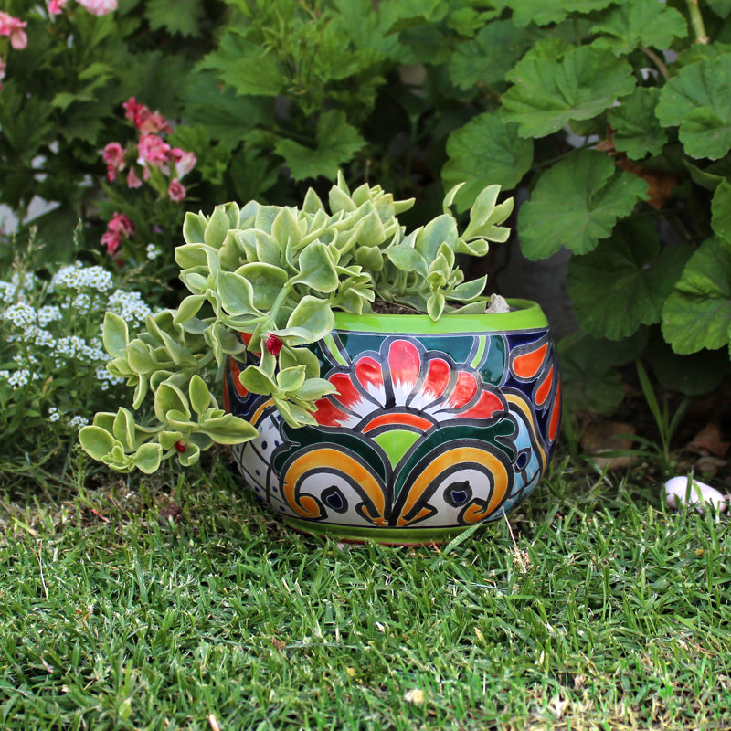 Pot à fleurs vert Talavera Baul, 7,5 po x 11 po x 11 po