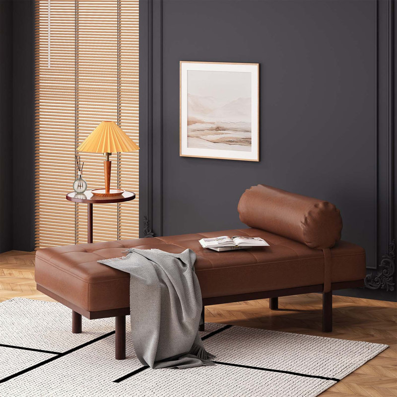 Zagan Upholstered Accent Chair, Light Brown Polyurethane