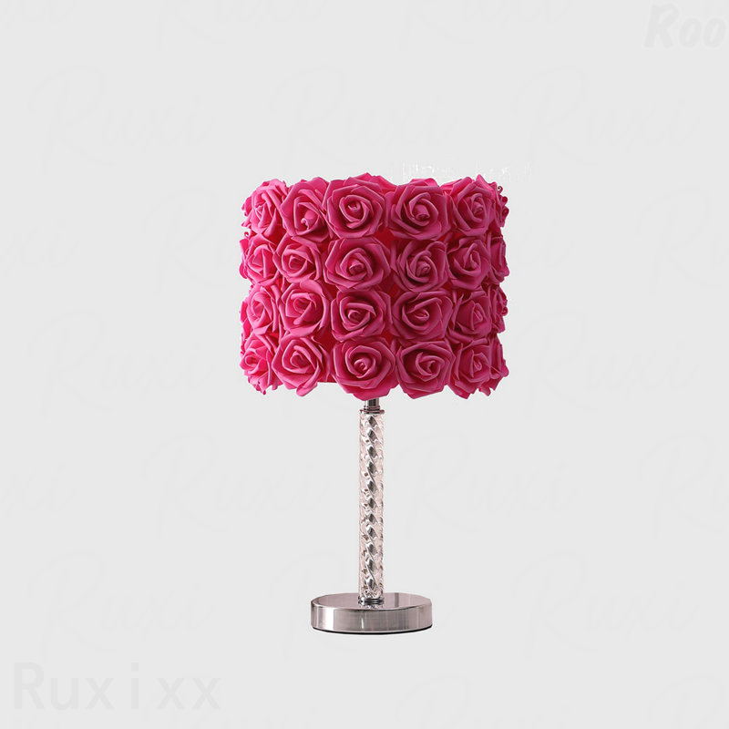 Table Lamp - 18.25" Acrylic & Metal Material, Pink, Silver