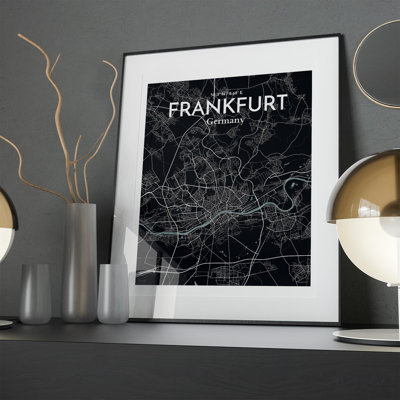 Frankfurt City Map In Midnight - No Frame Print