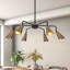 Lustre spoutnik moderne noir et or à 6 lumières Izell avec 4 tiges réglables en hauteur Izell