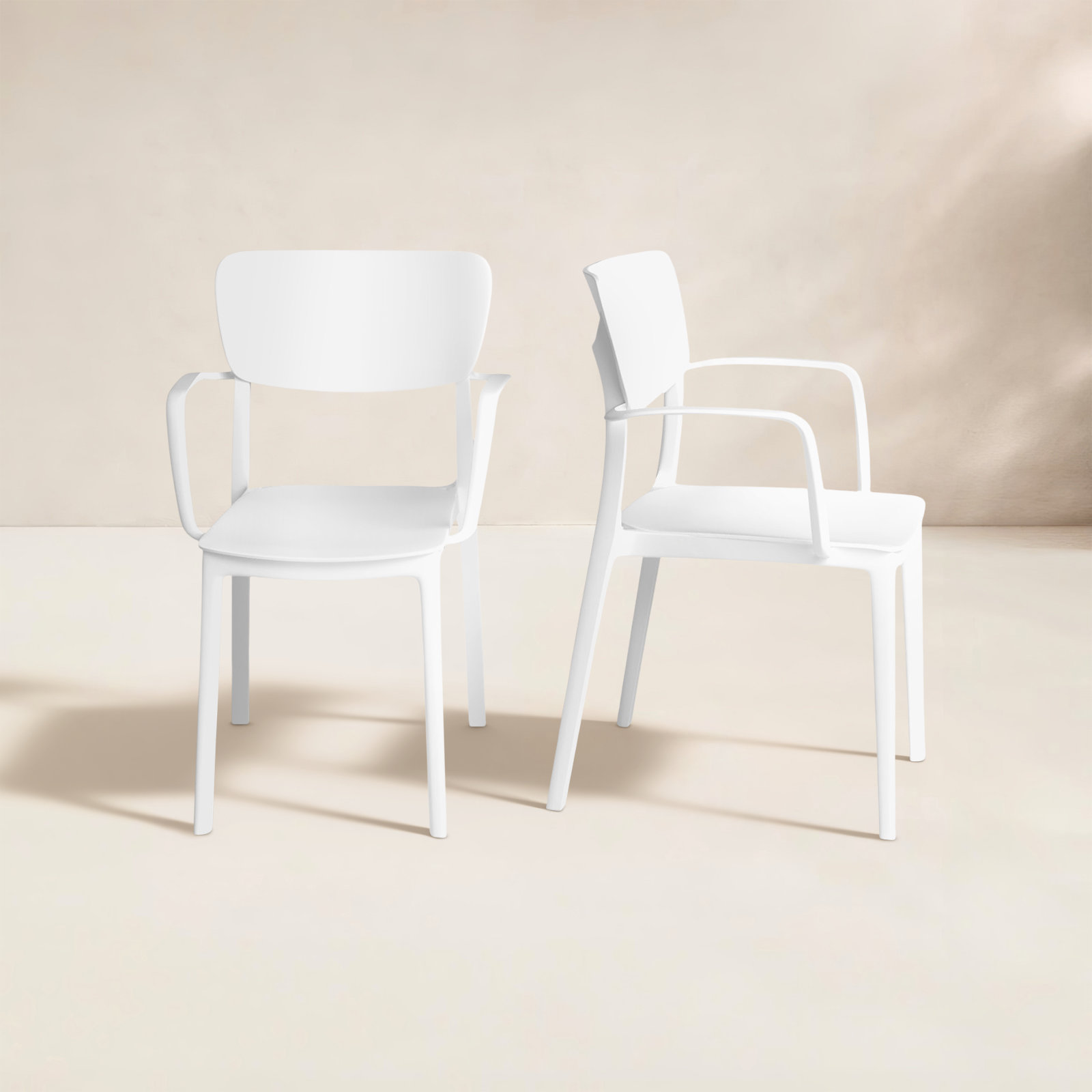 Farrah Stacking Patio Dining Armchair, White
