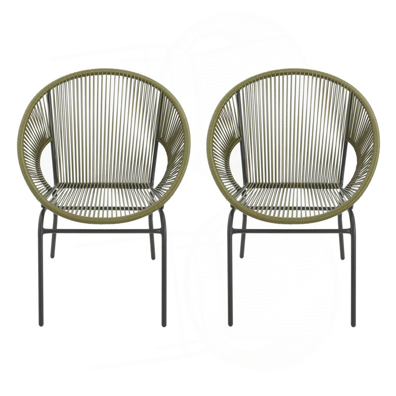 Ensemble de 2 chaises en osier Nusa, Vert